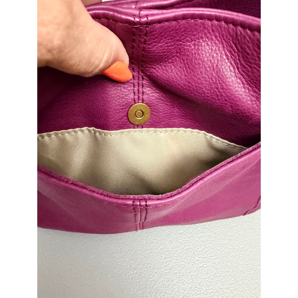 American Leather Co Purple Leather Val Perfect Satchel Tote Shoulder Bag - Picture 9 of 9